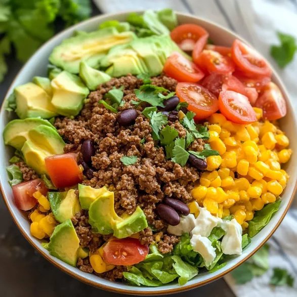 A bowl of food with tomatoes, corn, avocado, and beans.