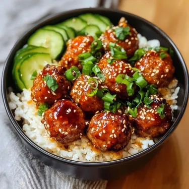 A bowl of food with rice and meatballs.