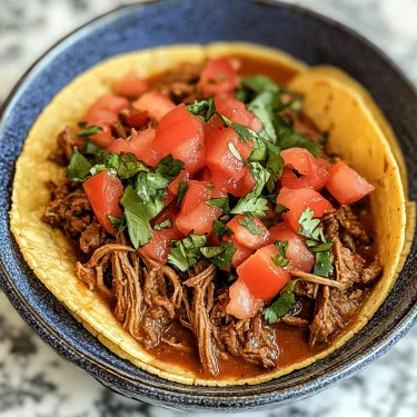 A bowl of food with a taco shell.