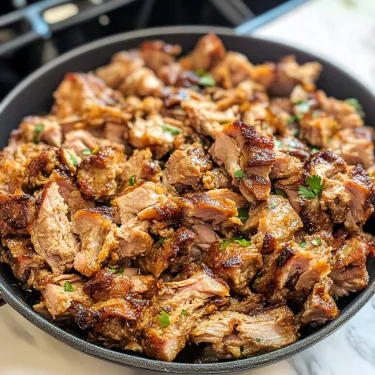 A black bowl filled with meat.