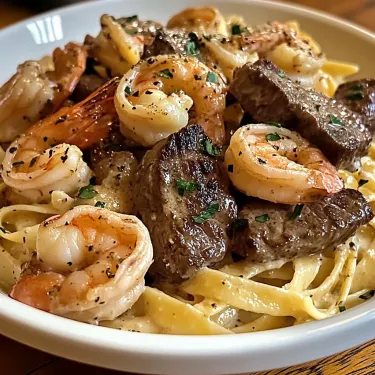 A bowl of shrimp and meat.