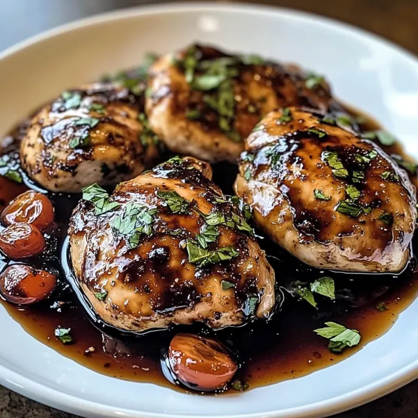 A plate of chicken with sauce.
