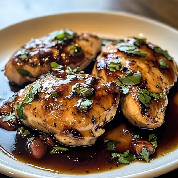 A plate of chicken with sauce.