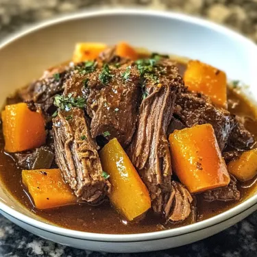 A bowl of beef and carrots.