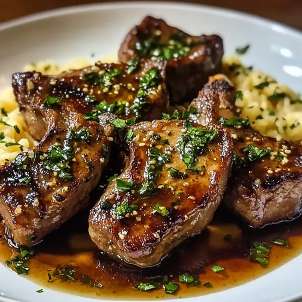 A plate of meat with sauce.