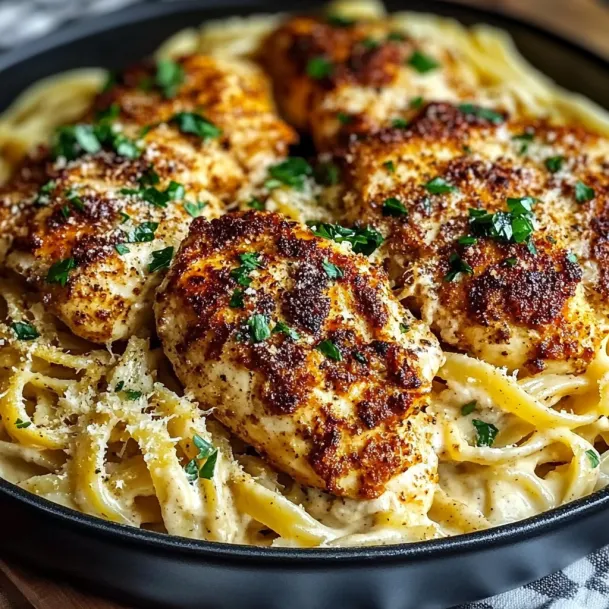 A plate of food with chicken and pasta.