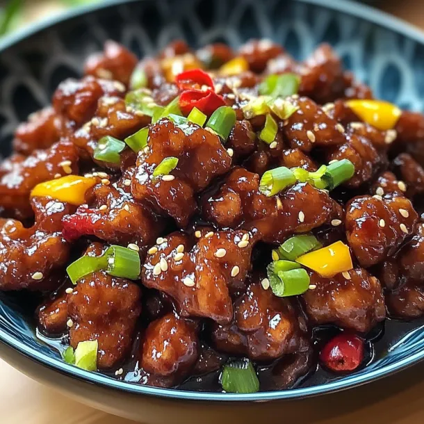 A bowl of chicken with peppers and onions.