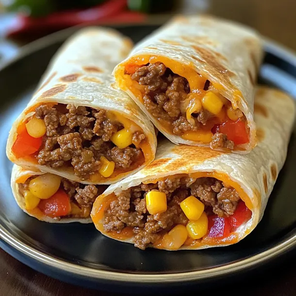 A plate with two burritos on it.