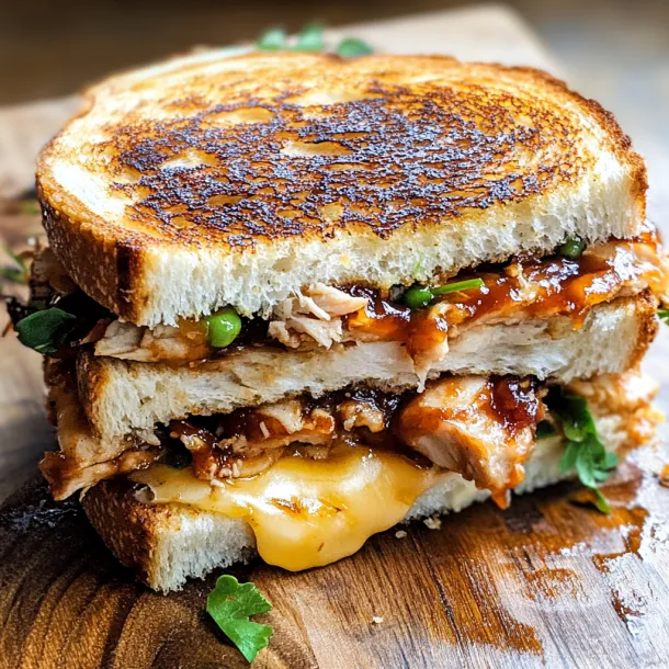 Meaty, cheesy sandwich resting on a wooden surface.