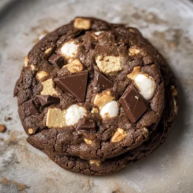 Chocolate cookie filled with stretchy marshmallow.