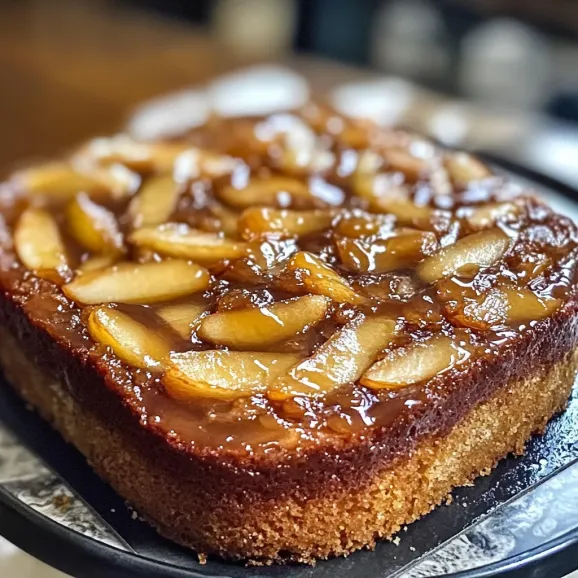 A slice of apple cake on a plate.