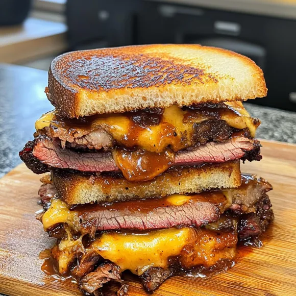 A pile of sandwiches layered with beef and cheese.