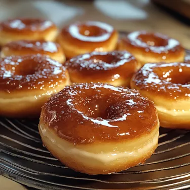 A tray of glazed donuts.