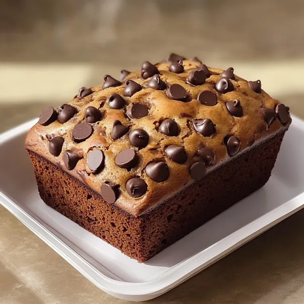 A chocolate chip cake with chocolate chips on top.