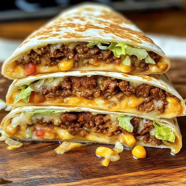 A tasty wrap stuffed with meat and greens on a wooden surface.