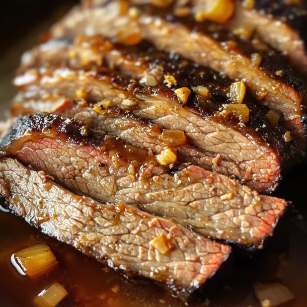 Steak stacked with sautéed onions in a close-up.