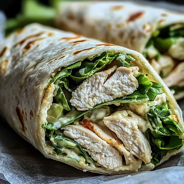 Chicken wrap packed with cheese and lettuce.
