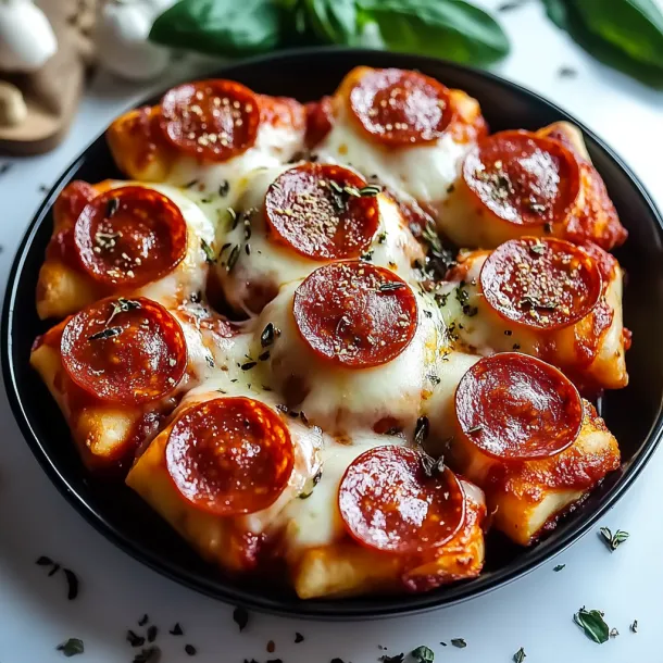 Cheesy pepperoni pinwheels on a plate.