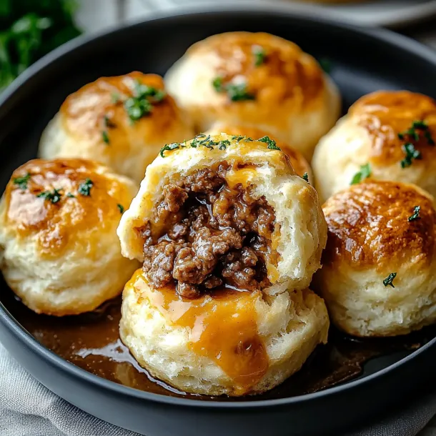 Served plate with juicy meat filling at the center.