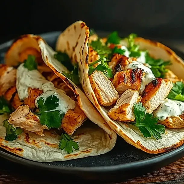 Chicken piled with veggies on a plate, ready to eat.