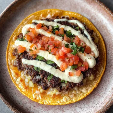 A plate of tasty food with tomatoes and sour cream on the side.