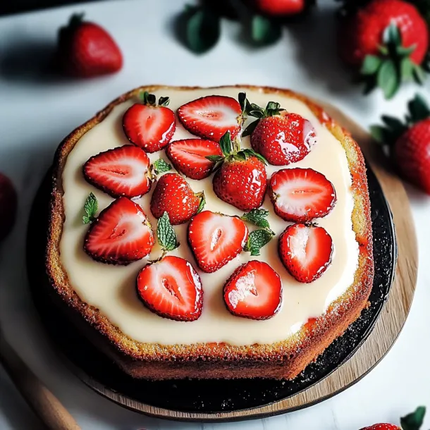 A cake slice loaded with strawberries on top.