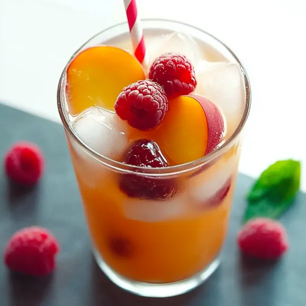 A glass packed with orange juice and a straw.