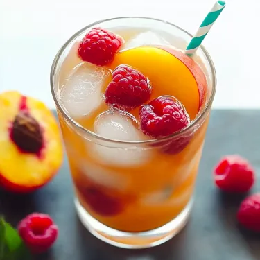 A tall glass of peach juice with a straw in it.