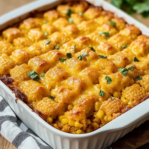 A white casserole dish holding a cheesy baked meal.