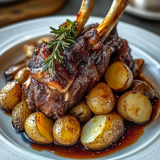 A plate of meat and potatoes.