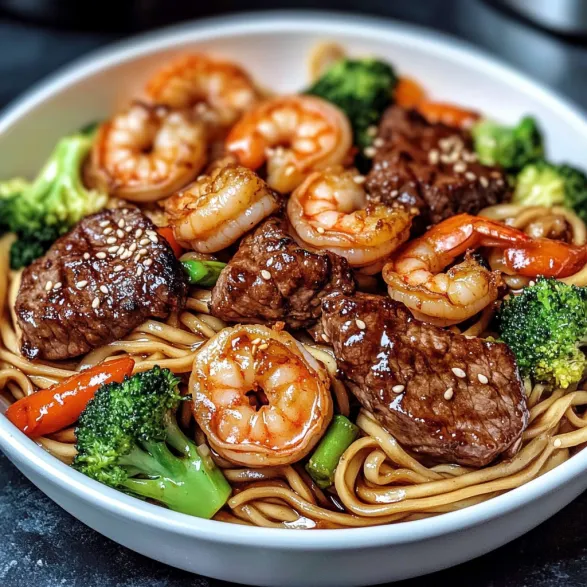 A bowl showing shrimp with broccoli bits.
