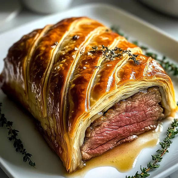 A pastry with meat inside.