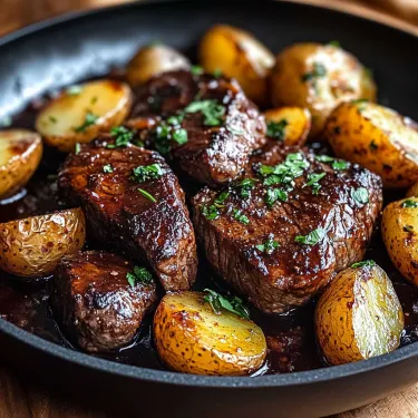 A plate of meat and potatoes.