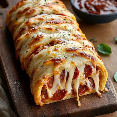 A cheese and pepperoni pizza roll.