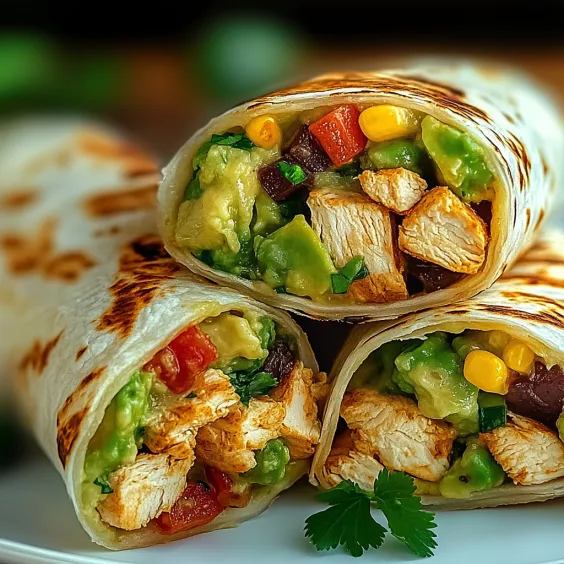 Burrito on a plate next to a broccoli floret.