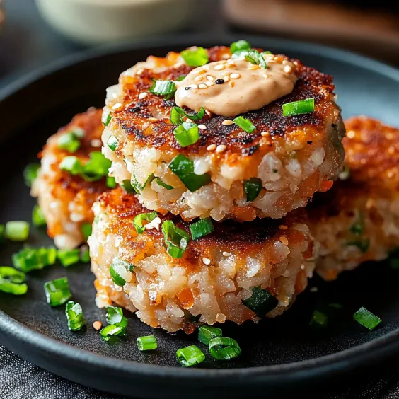 A plate of food with a sauce on top.