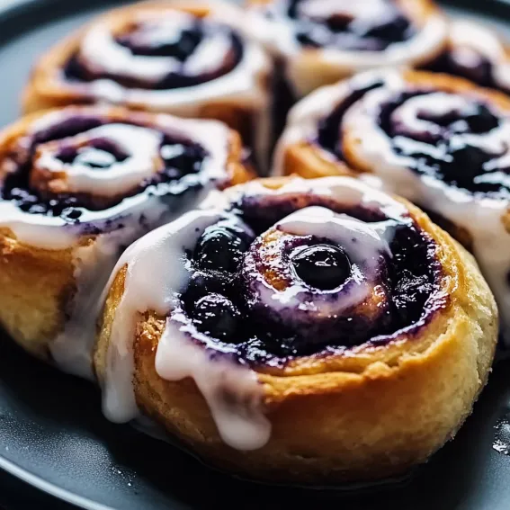 A plate of blueberry swirl pastries.