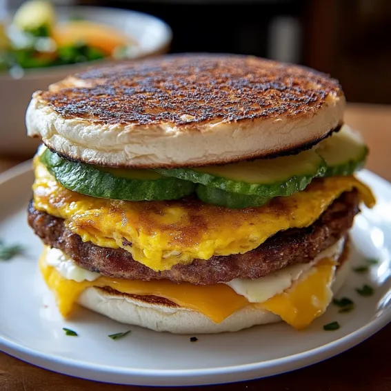A sandwich with a fried egg on top.