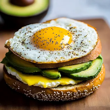 A sandwich with an egg on top.