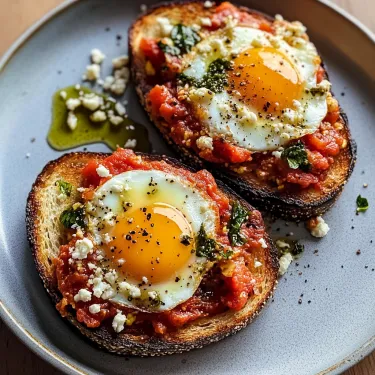 Eggs stacked on slices of toast.