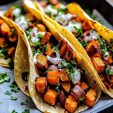 Vegetable-filled tacos loaded with toppings.