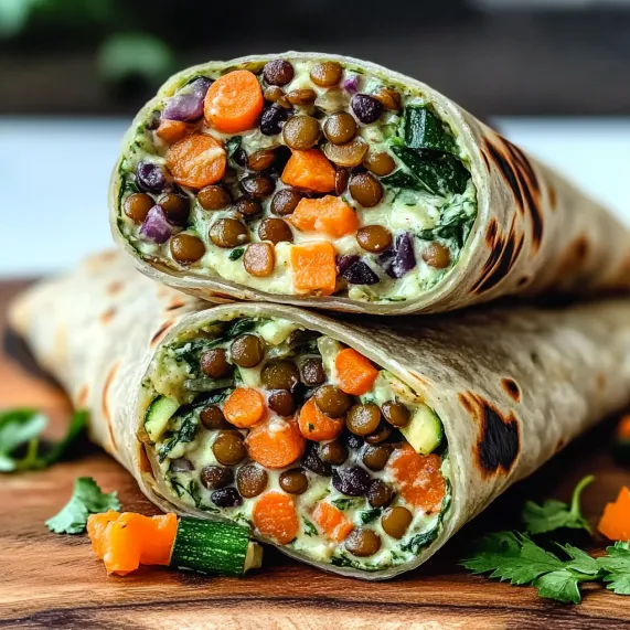A vegetable wrap with carrots and beans.