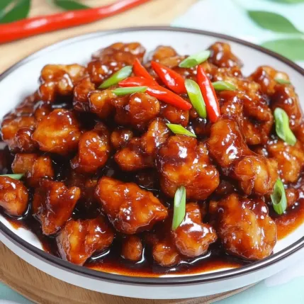 A plate of chicken with peppers and sauce.