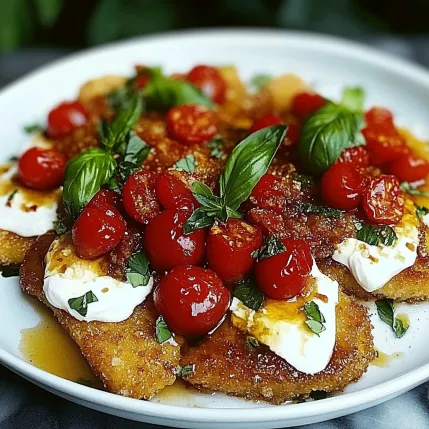 A plate of food with tomatoes, cheese and basil.