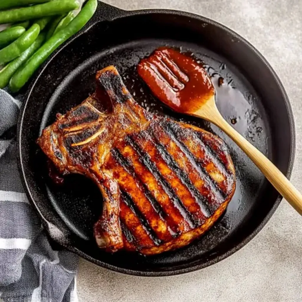 A pan of meat with a wooden spoon.