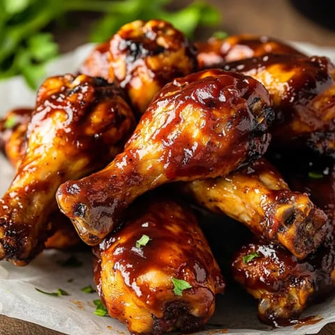 Chicken wings with barbecue sauce.