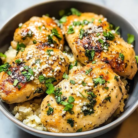 A bowl of chicken with rice and herbs.