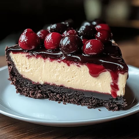 Chocolate cake slice topped with cherries and whipped cream.