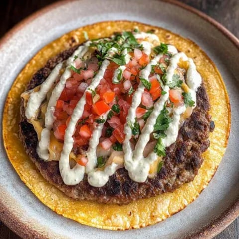 Loaded burger with tomatoes and melted cheese on top.